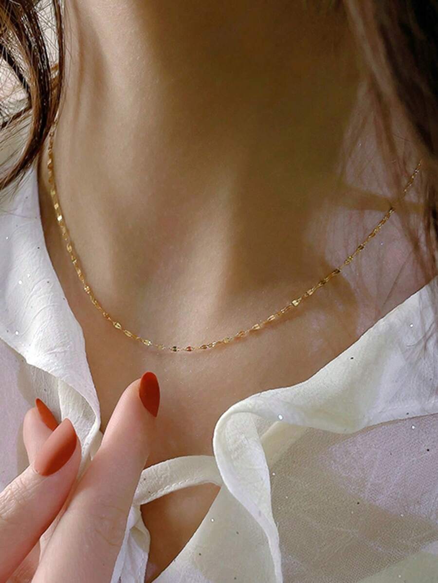 1pc Stainless Steel Lips Detail Clavicle Chain Necklace For Women