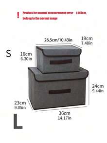 2 件大号桌面收纳盒，织物整理箱，适用于宿舍衣物、玩具、书籍、零食及杂物，亚麻可折叠储物箱，家用 - 灰色 - 查看 4
