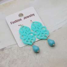 1 对波西米亚风亚克力镂空撞色水晶泪珠耳环，适合女士日常佩戴 - 幾何 - 查看 21