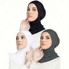 1/2 piezas Accesorios de Abaya de color liso de moda para mujer - Diadema elástica para barbilla, gorra y bufanda, diadema casual, gorro holgado suave, gorro para velo musulmán, gorro holgado suave para mujer con hiyab de muselina