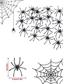 100pcs Halloween Black Simulated Spiders, Realistic Fake Mini Spiders, Scary Long-Legged Plastic Spider Horror Prank Props, Small Spider Accessories, Halloween Haunted House Spider Outdoor Decor, Halloween Indoor Party Decoration, Garden Decor, Yard Decor, Holiday Decor, Cake Decoration