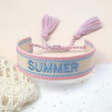 1 pieza Pulsera trenzada bordada a mano de estilo boho, adecuada como regalo para familiares, amigos, estudiantes, festividades, fiestas, vacaciones en la playa
