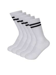 1/5/6/10 Paar einfarbige schwarz-weiße unisex Outdoor Radfahren elastische Socken mit mittlerer Wade für Sport