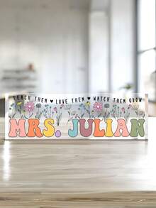 1pc Customized Teacher Desk Name Plate, Teacher Gifts, Teacher Sign, Teacher Appreciation Gifts, Teacher Name Sign, Back To School, Teacher Sign For Desk,Graphic Print,Christmas Gift Supplies - Multicolor - View 6