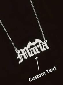 1pc Customized Gothic Style Name Pendant Necklace For Women, Vintage Elegant Design With Bat Motif, Suitable For Daily Wear, Halloween And All Seasons