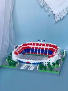 1 pieza Decoración navideña de Miniatura de bloques de construcción del estadio de fútbol mundial famoso, juguete educativo, creativo, decoración artística, regalo ideal para fans del deporte o decoración de habitación de cumpleaños