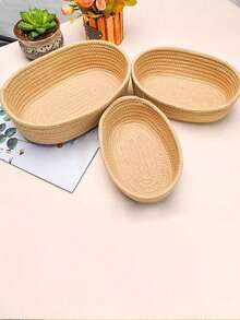 1pc Desktop Storage Basket, Random Color Handwoven Rattan Organizer Box For Makeup, Snacks, Entryway - Multicolor - View 11