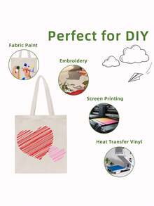 20/6/8pcs Black And White Combination Set Sublimation Tote Bags Blank Canvas Tote Bags For Decoration And DIY Handmade Grocery Bags, Simple And Elegant, Travel Simple Storage Bag - Multicolor - View 5