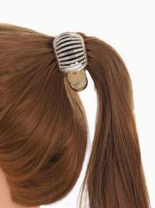 1 Stück/3 Stück FRDTLUTHW Strass kleine Haarklemmen für hohen Pferdeschwanz, glänzende Haarklammern für Frauen mit dickem langem Haar (3 Farben, 3er Pack)