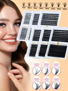 RITALASH 280pcs D Curl Christmas Gift Cluster Lash Kit DIY Eyelash Extensions Long Individual Lashes Mixed Tray Lash Clusters Extensions DIY Cluster Lash At Home With Bond And Seal Applicator Cluster Lash Remover And Lash Brush - Black - View 4