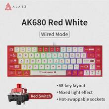 AJAZZ AK680 有线机械键盘，奶油色马卡龙色，热插拔，适用于办公、游戏、电子竞技 - 彩色 - 查看 13