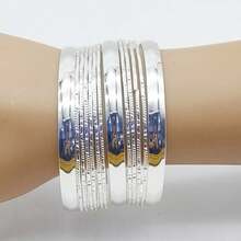 Bộ 13 vòng tay mỏng tông màu bạc và vàng, vòng tay kim loại nhiều lớp hình học kỳ lạ theo phong cách Gothic cổ điển - vòng đeo tay - Xem 35