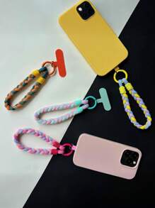 1pc Cute Handmade Phone Lanyard Braided Wrist Strap, Anti-Lost Phone Cord, Earphone Case Hanging Rope