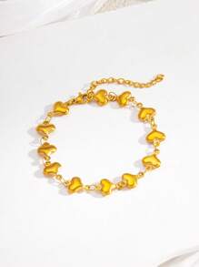 1 Stück vergoldetes Edelstahl Armband mit Cubic Zirkonia, Ballon und Herz Charms, personalisierter Modeschmuck für Männer und Frauen