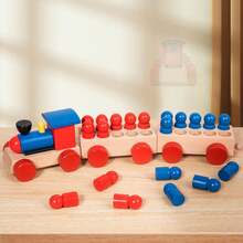 Juguete Tren De Madera Formas Geometricas Aprendizaje Matematicas Educacion Temprana - Multicolor - Ver 5