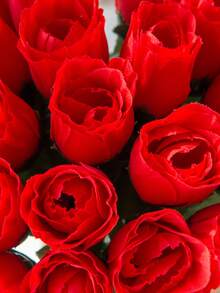 20pcs Artificial Roses, Silk Flowers, Home Decor, Wedding Accessories, Valentine's Day Gift (Vase Not Included) - Red - View 5