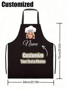 1pc Customized Cooking Apron With Personalized Text And Photo Printing, Ideal Gift For Anniversary, Chefs, Mothers, Fathers, Husbands, Wives, Girlfriends, Boyfriends, Weddings (Men/Women)