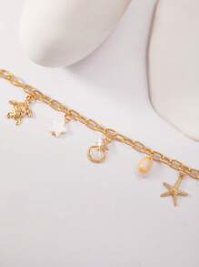 Colar com pingente de concha, tartaruga, pentagrama e concha, série Ocean Beach, aço inoxidável, 1 peça, pulseira para mulheres