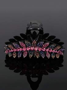 1pc Full Crystal Rhinestone Leaf Shape Hair Claw Hair Claw, Suitable For Daily Outfits Summer Claw Clips Hair Clips Hair Jaw Clip Hair Clamps Hair Clutch Hair Catcher Clip Fall Winter Hair Accessories For Women For Vacation Outfits Woman