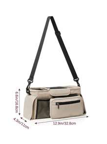 1pc Stroller Hanging Bag, Diaper & Feeding Bottle Storage Pouch, Multifunctional Tote Shoulder Bag For Mom