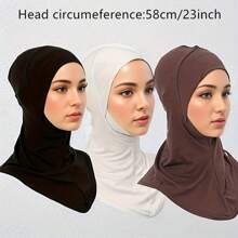1/2 piezas Accesorios de Abaya de color liso de moda para mujer - Diadema elástica para barbilla, gorra y bufanda, diadema casual, gorro holgado suave, gorro para velo musulmán, gorro holgado suave para mujer con hiyab de muselina