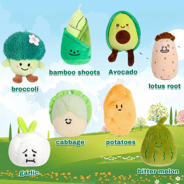 8 Pieces Cute Vegetable Plush Toys, Colorful Stuffed Vegetable Kitchen Dolls, Soft Mini Avocado, Broccoli, Potato, Keychains, Handbags, Charms, Birthday Gifts, Party Favors