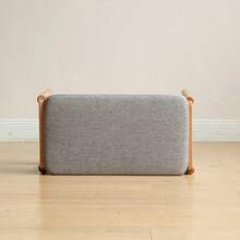 (Beige) Natural Solid Wood Shoe Bench, Mid-Century Modern Storage Bench With High Rebound Sponge Cushion For Entryway And Living Spaces - default - View 5