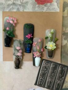 3D莲花锦鲤美甲装饰模具，美甲用品，美甲工具，美甲艺术工具，返校季，美甲，美甲贴片工具 - 無色 - 查看 4
