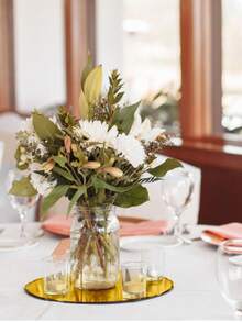 12pcs Gold Acrylic Mirror Tile - 200x1.5mm, Ideal For Wedding Table Decor - Multicolor - View 7