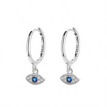 1 Par de Brincos Pingente Olho de Demônio de Prata de Lei 925, Design de Cubic Zircônia Azul, Joias Banhadas a Ouro 18K Hipoalergênicas, Vintage Personalizado Adequado para Uso Diário, Festa ou Presente, Acompanha Caixa de Presente