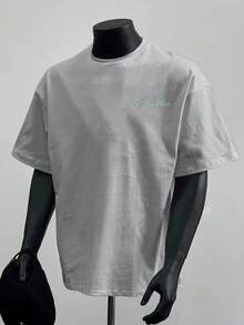 男士新款树影图案圆领休闲短袖T恤搭配休闲裤，适合旅行/度假/户外露营/运动