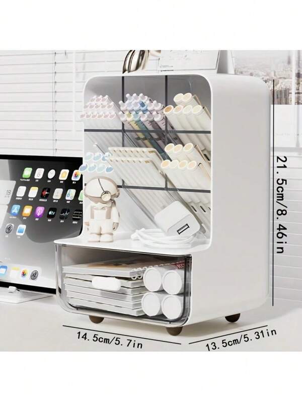 1pc Desktop Organizer Caddy mit Schublade, Kunststoff-Büro-Speicher-Box für Schreibwaren, Stifthalter, Zubehör-Tablett für Studenten Schreibtisch, Haus und Schule liefert Lagerung