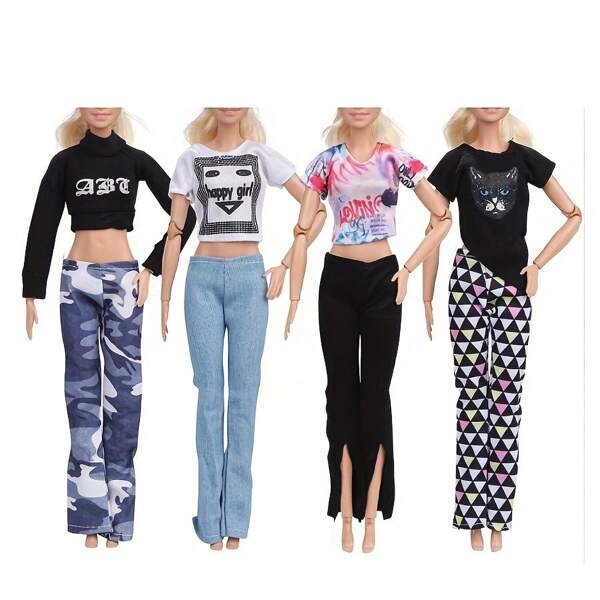 5pcs Nurse & Doctor Uniform, 4pcs Y2K Style Top And Pants Outfit, Casual Fashion Accessory Set For 11.5 Inch Female Dolls