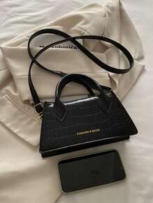 2025新款时尚女士托特包休闲通勤斜跨包时尚简约单肩手提包 - 黑色 - 查看 10