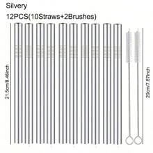 4/6pcs Wide 12mm Stainless Steel Metal Boba/Bubble Tea Straws Set - High Quality Polished Reusable & Easy To Clean, Suitable For Boba/Smoothies/20oz Cups - Great For Thick Drinks & Slushies (Silver/Colored),School Supplies