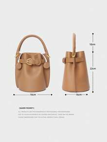 High-End Large Capacity Bucket Bag - SS Designer Leather, Versatile Crossbody/Shoulder - Beige - View 8
