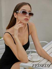 1pc Retro Rectangle Fashion Glasses Women Men ,Y2K,Summer Beach Glasses, 90s Small Narrow Square Glasses,Autumn And Winter Decoration,Mother's Day ,Christmas Gift,Driving Traveling Photography Parties Daily Life Decoration Work Glasses CK2322 - 002 - 查看 3