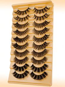 10pcs Assorted False Eyelashes, 3D Mink Hair Handmade Dramatic Fluffy Extension Lashes, Suitable For Women Daily, Party, Festival Wear