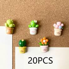 10/20 件植物图钉，可爱仙人掌和花朵形状软木板图钉，适用于照片墙、软木板、公告板、学校、办公室装饰
