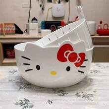 Sanrio (Authorized)2pcs Sanrio Kitchen Basket, Household Fruit Plate, Multi Functional Round Vegetable Washing Basin, Fruit Basket, Plastic Double Layered Vegetable Washing Basket, Drain Basket Suitable For Various Scenarios And Dishes