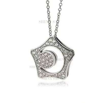 Collar Estrella Y Luna Acero Inoxidable Estilo Romantico Aleación de Zinc Drama