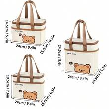 1pc Cute Bear Pattern Thermal Lunch Box Bag, Portable Large Capacity Insulated Lunch Bag, Waterproof & Dustproof Food Container Storage Bag, Reusable Cooler Bag, Picnic Bag, Suitable For Adults & Students Use In Home, School, Dorm, Office, Party, Outdoor Camping, Picnic, Travel, Back To School