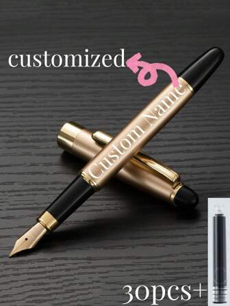 [Individualisiert] Gravierter Füller, 1 Stück eleganter individualisierter Füllhalter für das Büro mit 0,5 mm Spitze, flüssiges Schreiben, nachfüllbar, inkl. 30 Stück Tintenpatronen, 2,6 mm Durchmesser, sinnvoller täglicher Schreib-/Kalligraphie-Stift, personalisiertes Geschenk für Kollegen, Familie, Freunde, Studenten, Schulen, ideal für Valentinstag, Weihnachten, Vatertag, Lehrertag, Erntedankfest, Einschulung