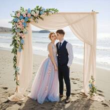 Tecido para cortina de arco de casamento, pacote com 1 peça, 75 cm/160 cm x 600 cm/800 cm, cortina de fundo transparente para cerimônia de casamento, festa, decoração de teto, presentes de aniversário de verão, praia, volta às aulas, material escolar, decoração de quarto