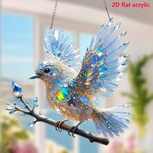1pc-2D Flat Bird Catcher - Luxury Model, 5.9-Inch X 5.9-Inch Colored Acrylic Glass, Four-Season Decorative Door Hanger, Unique Home Garden Gift, Ideal Choice For Festival Decoration, Perfect Choice For Bird Lovers