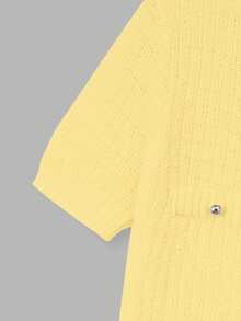 FOR BEAUTY 春夏新款纯色圆领金属纽扣针织开衫，简约别致的度假休闲风，轻盈透气的毕业季开衫，新年必备 - 深杏 - 查看 11