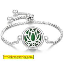 全新生命之树精油香薰手链，合金不锈钢材质，男士香氛吊坠手链，可调节腕带，香薰饰品 - 銀色 - 查看 10