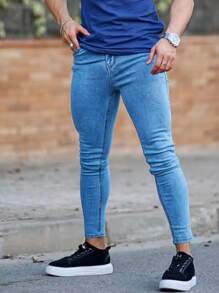 Men's Casual Distressed Slim-Fit Denim Jeans