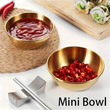 1/4/8/12 包 3.2 英寸不锈钢酱料碟迷你独立碟子碗圆形调味碟寿司蘸料碗开胃菜盘，金色，厨房，圣诞礼物，学校用品