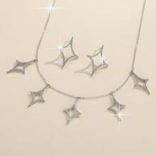 1 Set Small-Brand Minimalist Design Jewelry Set - Necklace & Earrings, Suitable For Everyday Commuting Wear
